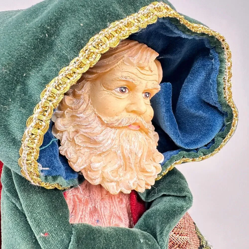 Vintage RR Roman Father Christmas Santa Claus Tree Topper Velvet Robe 15